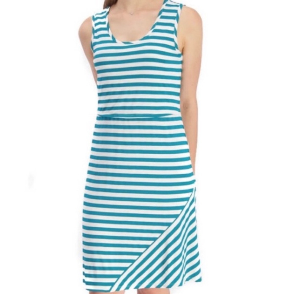 Milk Nursingwear Teal Striped Dress